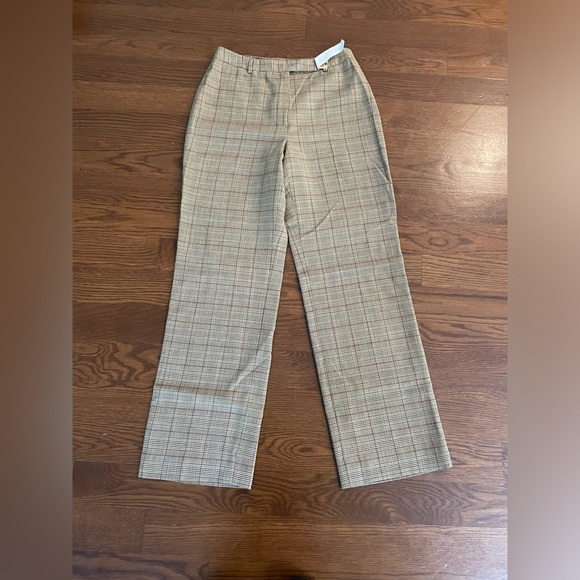 Y2K VINTAGE BROOKS BROTHERS Wool Plaid Trousers in Camel. Size 6. Very Now! - Picture 1 of 7